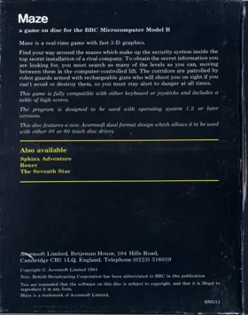 Maze (19xx)(-)[MAZE] box cover back